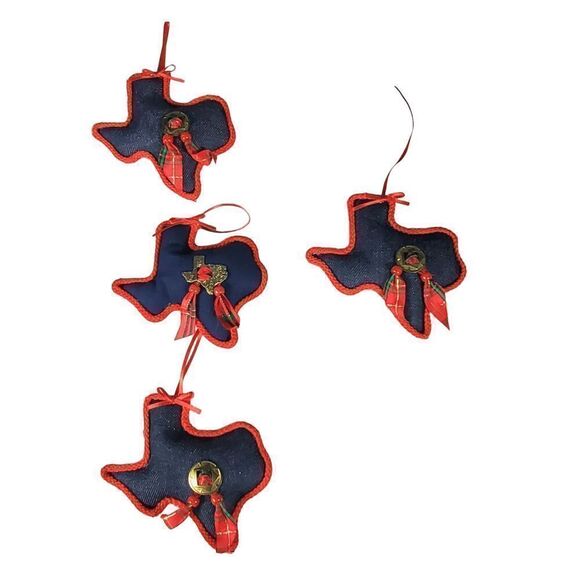 Texas Christmas Ornaments Lot of 8 Red Blue Tassel Handmade Western Holiday Gift - Picture 3 of 6